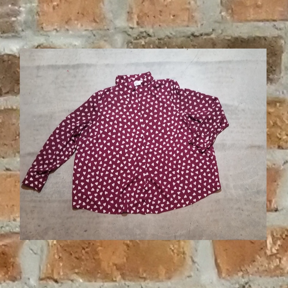 ASOS Curve Heart Print Button Up Shirt